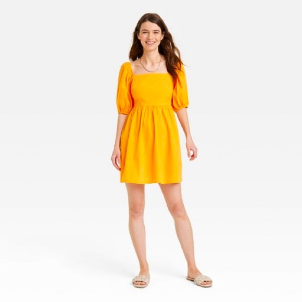 A New Day Women's Puff 3/4 Sleeve Mini Dress-Size Small. NWT.